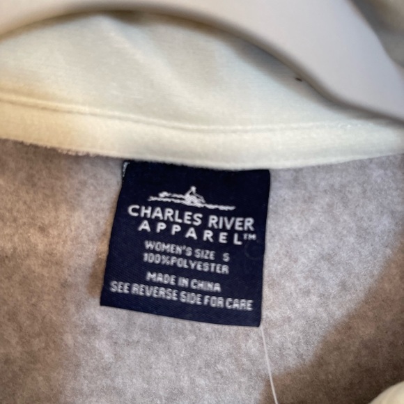 Charles River fleece, fleece lined pullover, quarter zip knit jacket - Picture 3 of 7